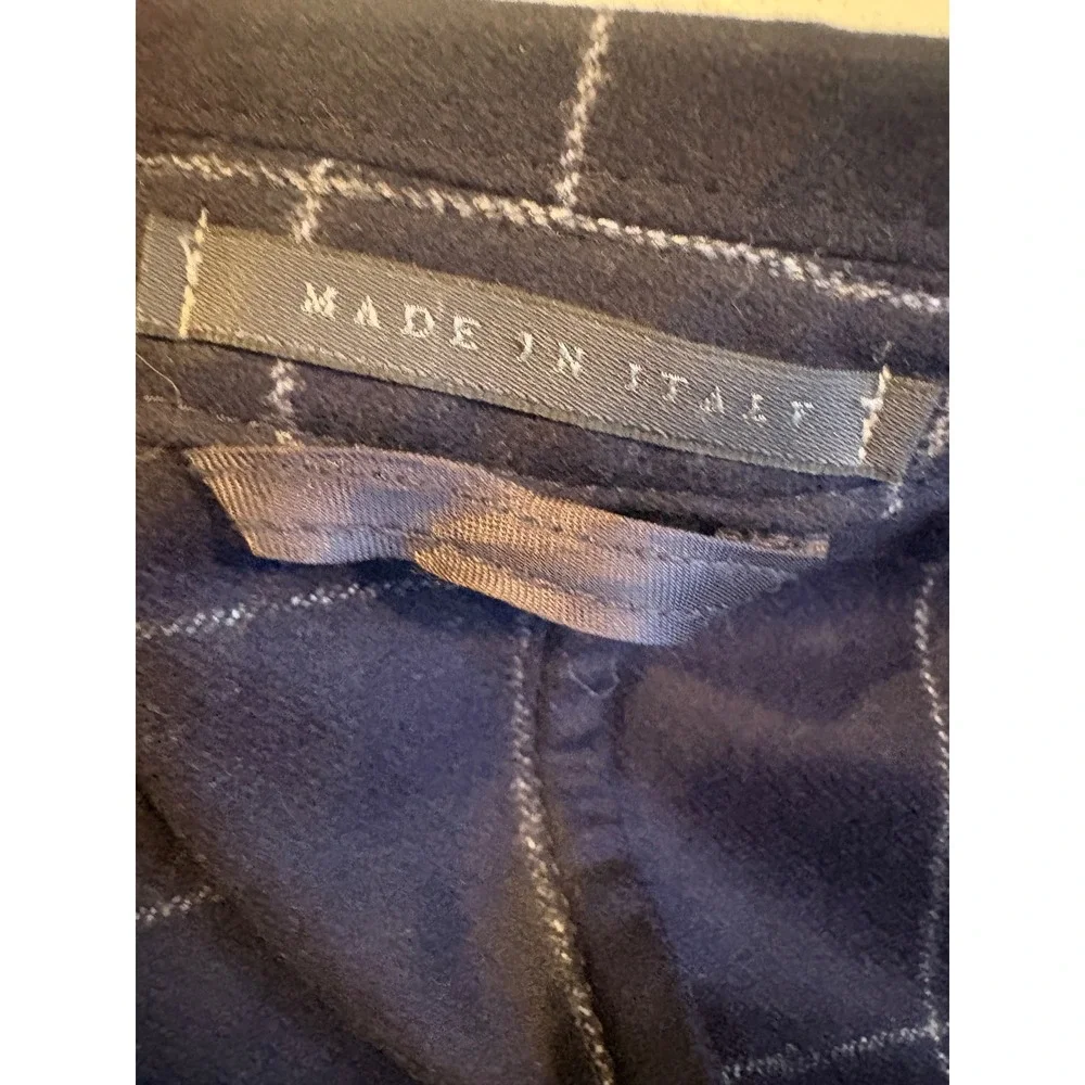 L.B.M. 1911 Italy Navy Blue Windowpane Virgin Wool Blazer Elbow Patches 52R 2892